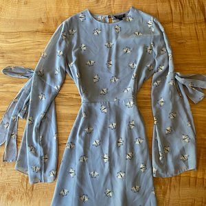 Topshop Butterfly Chiffon Dress with Bell Sleeves